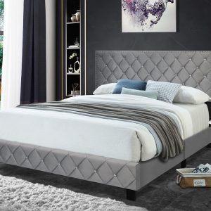 Velvet Bed Diamond Button Headboard