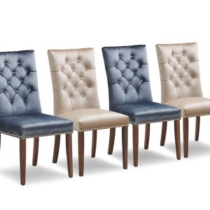 Velvet Nailhead Buttoned Dining Chairs