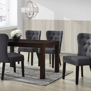 Wooden Dining Table with Curve Back Fabric Chairs