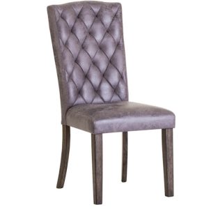 Leather Brown Buttoned Dining Chairs