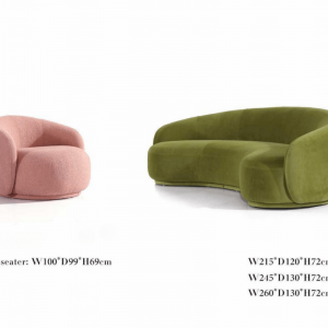 Olive Green Velvet Curved Sofa