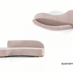 Velvet Curved Sofa Gold Legs