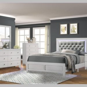 White Bedroom Sets with LED