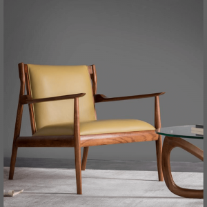 Solidwood Real Leather Armchairs