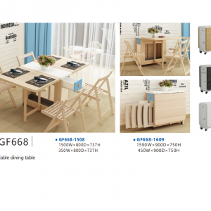 Wooden Foldable Dining Table with Chairs